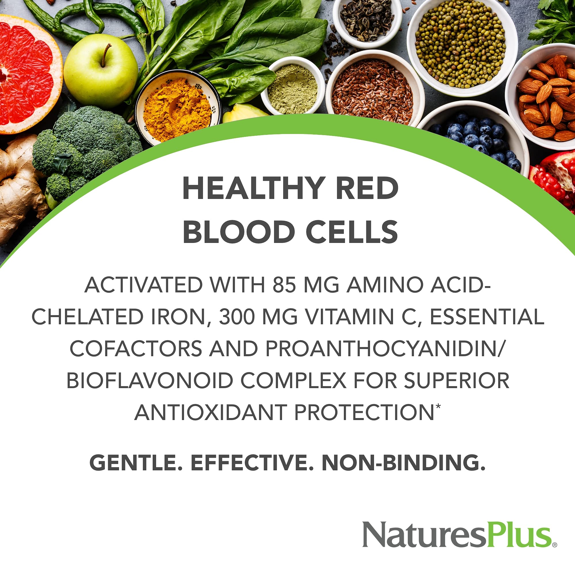 NaturesPlus Hema-Plex Iron 85mg supplement side view