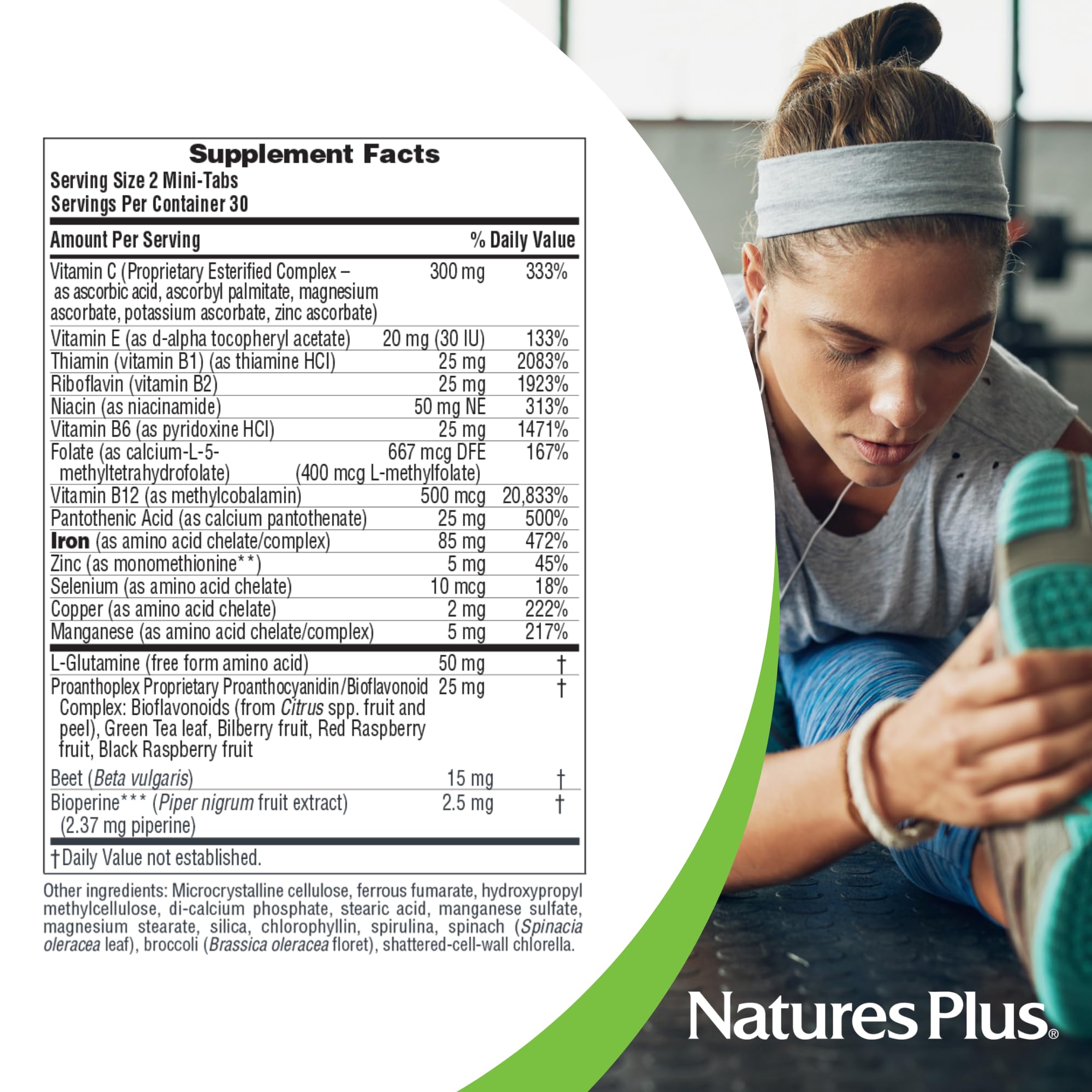 NaturesPlus Hema-Plex Iron 85mg supplement tablet close-up