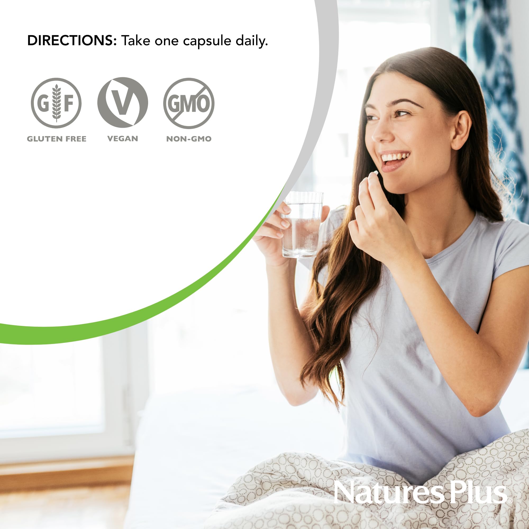 NaturesPlus Her Journey Women's Multivitamin 60 Tablets on a wooden table