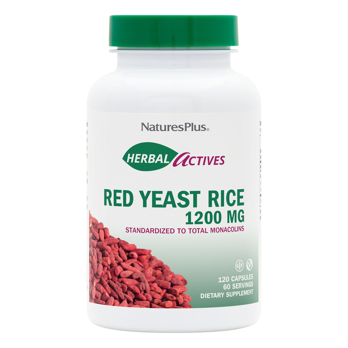 NaturesPlus Herbal Actives Red Yeast Rice 136g front view