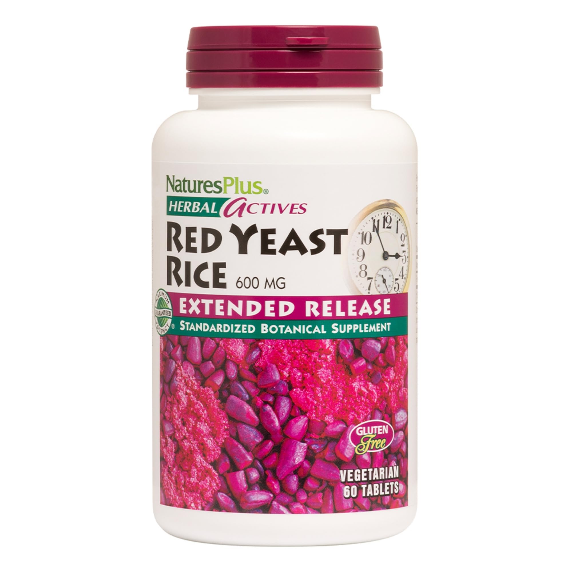 NaturesPlus Herbal Actives Red Yeast Rice 600mg front view