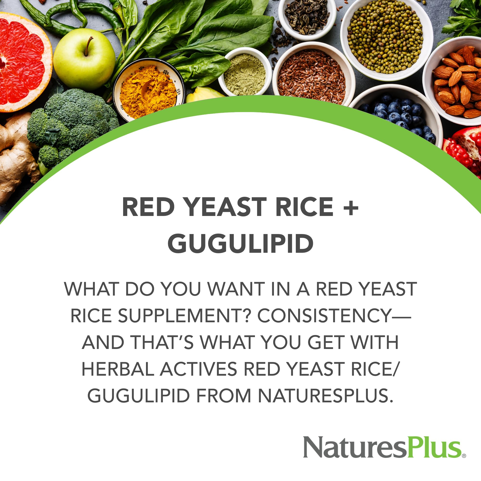 NaturesPlus Herbal Actives Red Yeast Rice & Gugulipid capsule bottle side view
