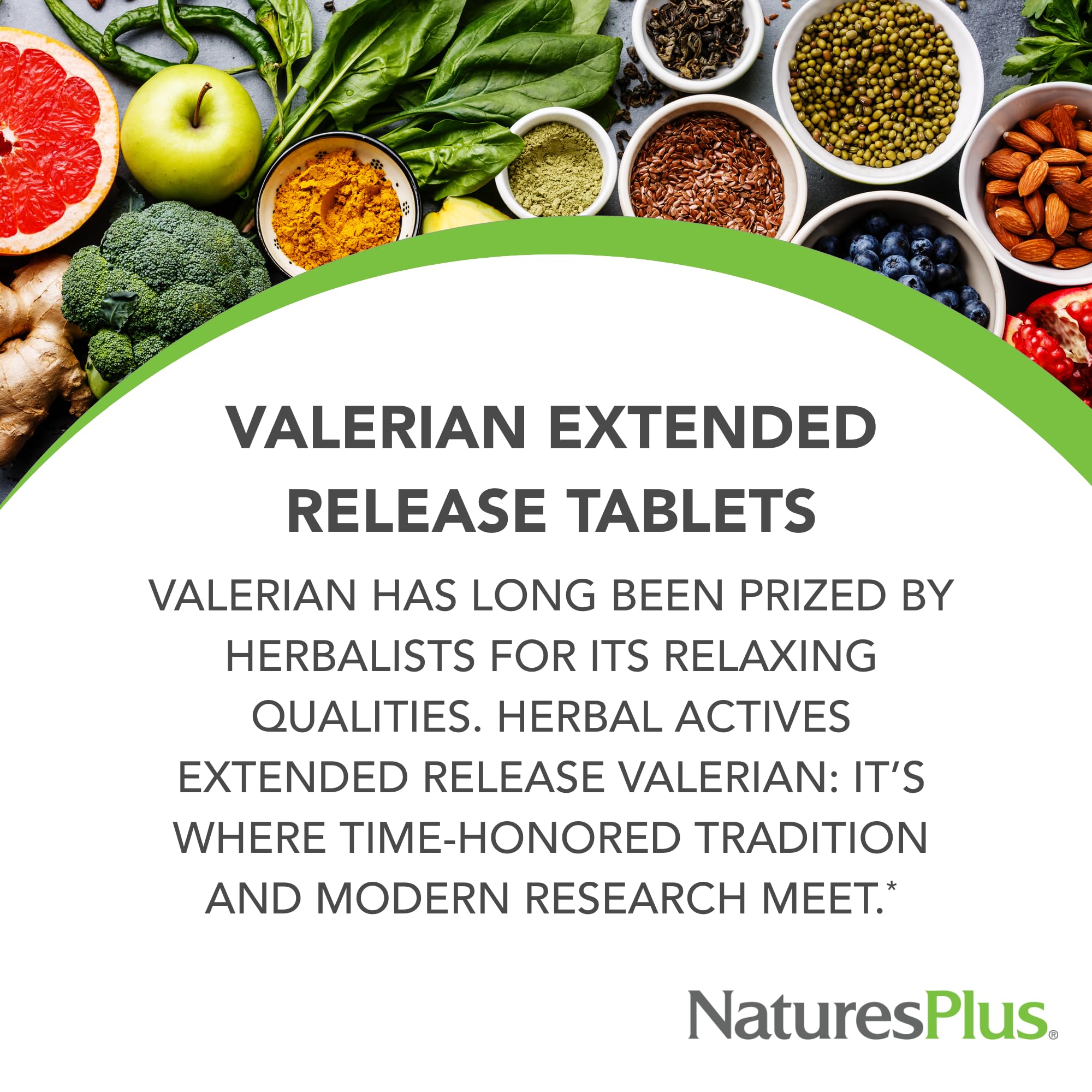 NaturesPlus Herbal Actives Valerian 600mg tablet packaging