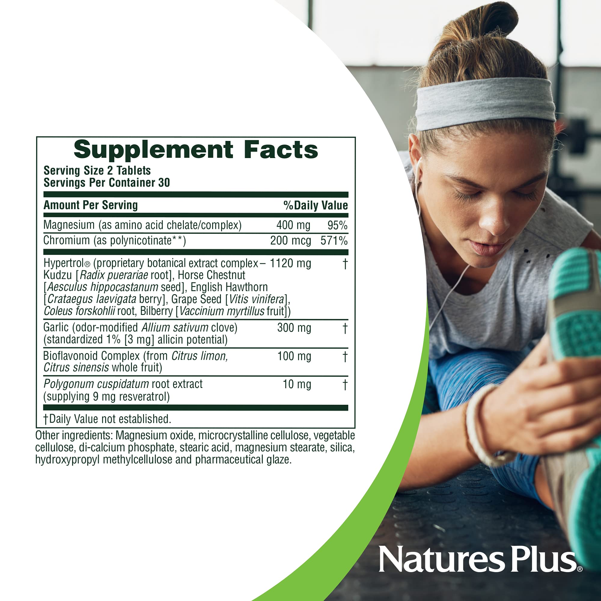 NaturesPlus Hypertrol Rx-Blood Pressure supplement ingredients list close-up