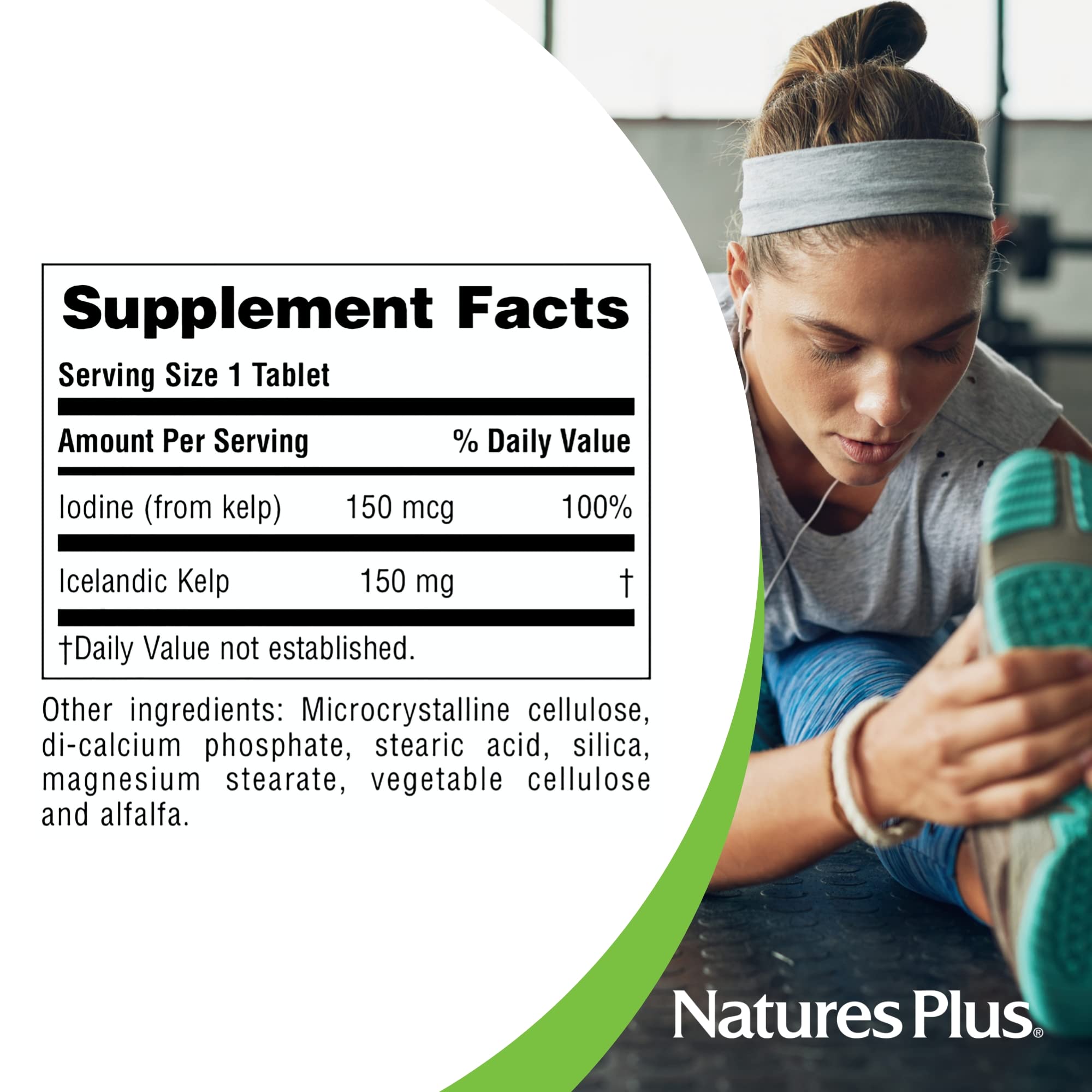 NaturesPlus Icelandic Kelp Supplement lifestyle scene on a kitchen counter