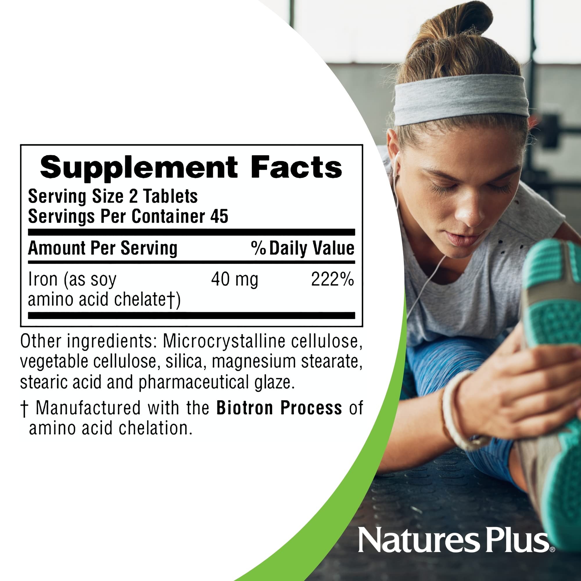 NaturesPlus Iron Supplement 68g capsule close-up