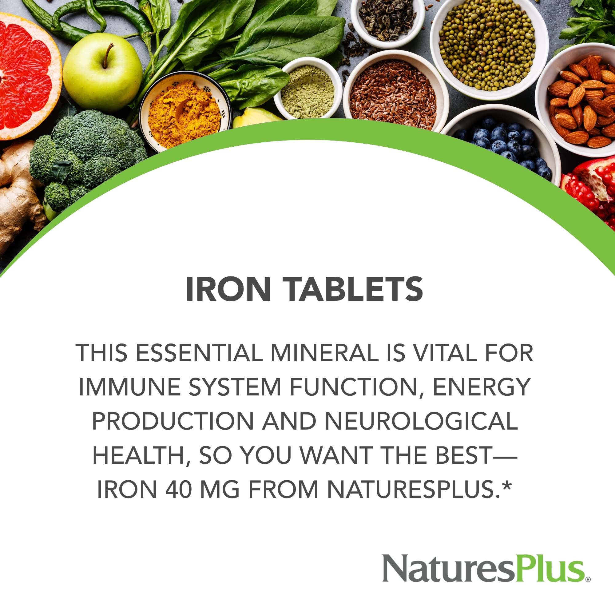 NaturesPlus Iron Supplement 68g packaging