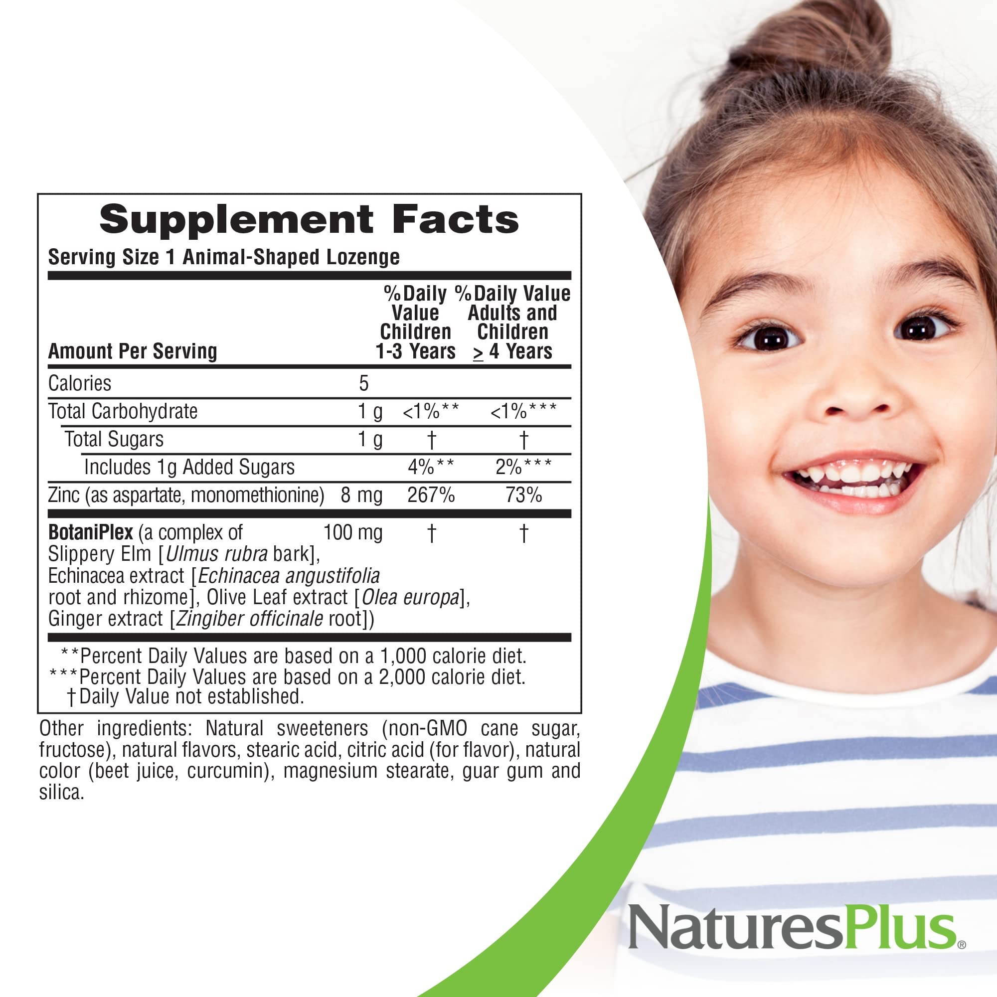 NaturesPlus KidZinc ingredients list on packaging