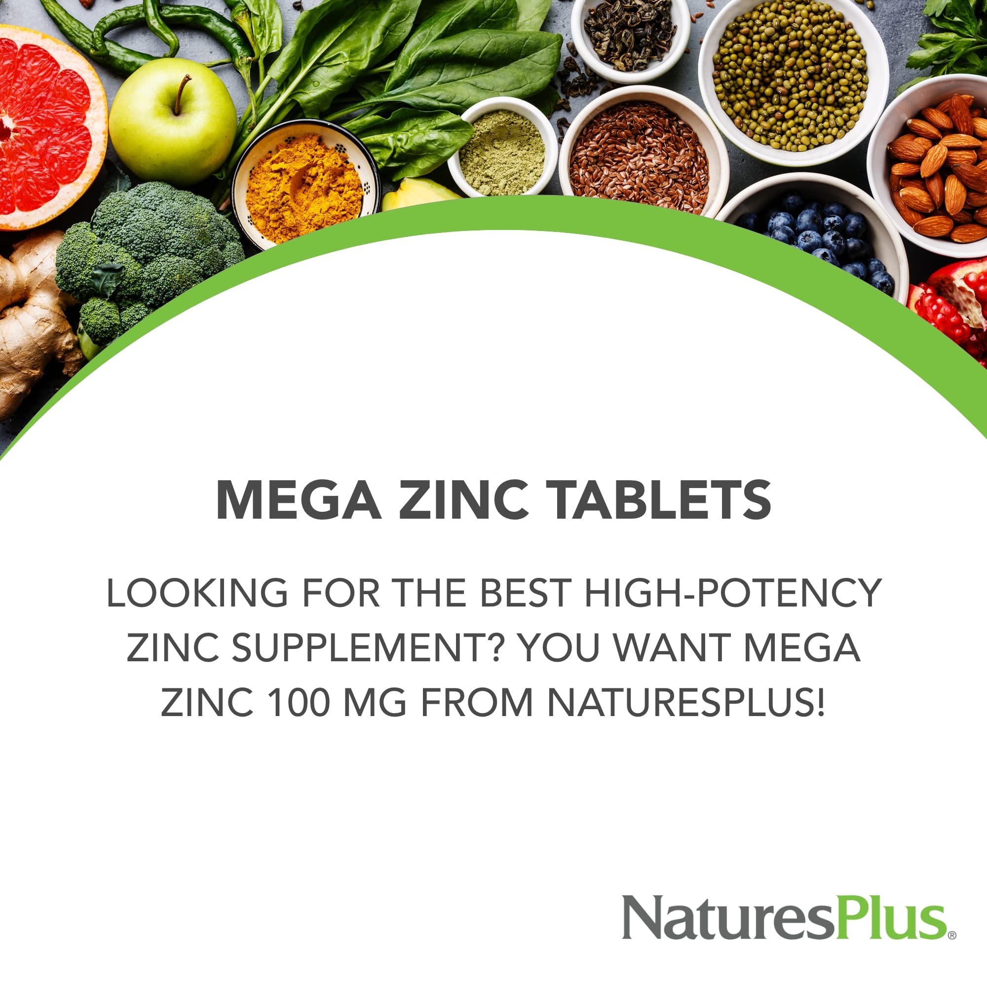 NaturesPlus Mega Zinc 100mg tablet side view