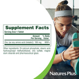 NaturesPlus Mega Zinc 100mg tablet with dosage information