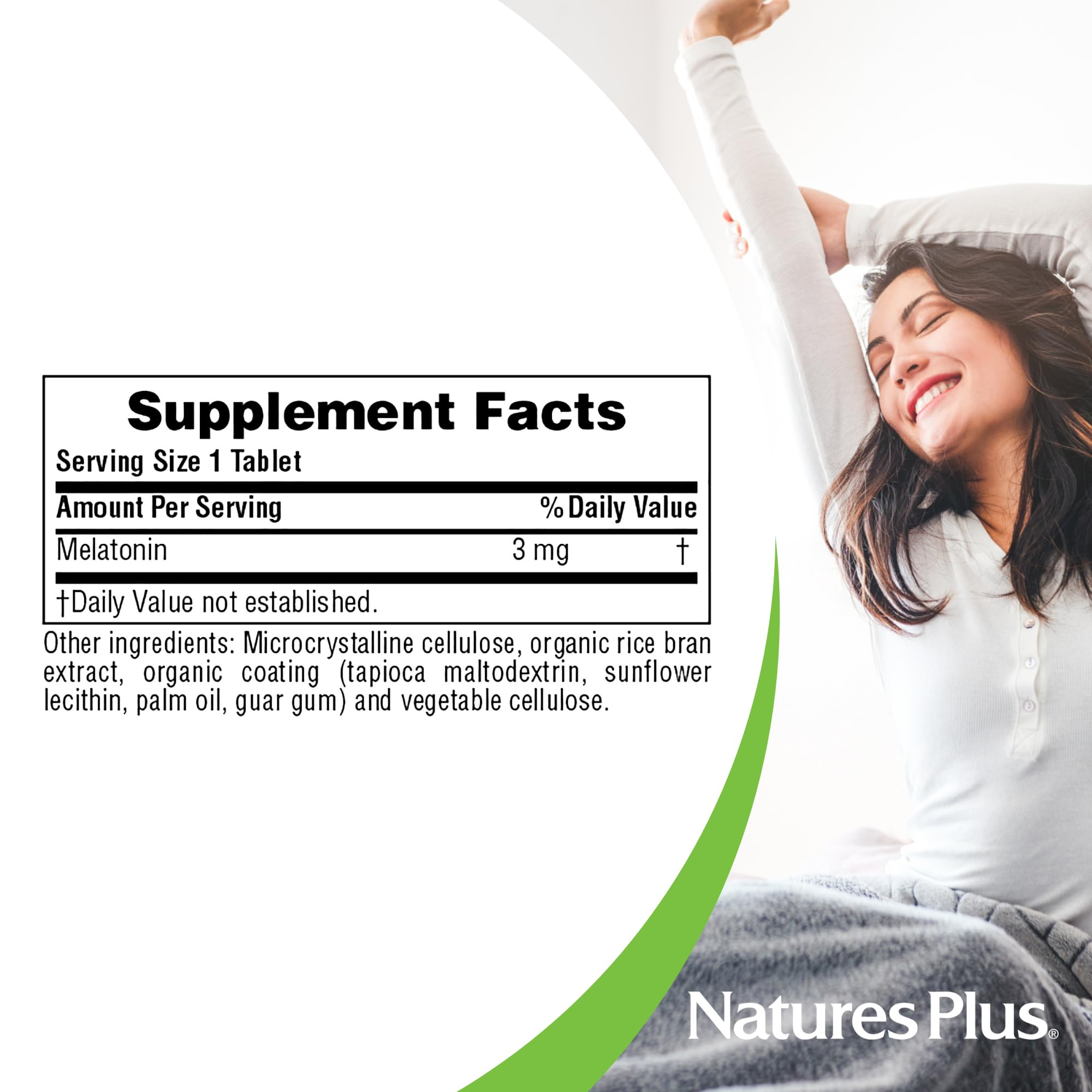 NaturesPlus Melatonin 3 mg Fast-Acting Tablets on a table
