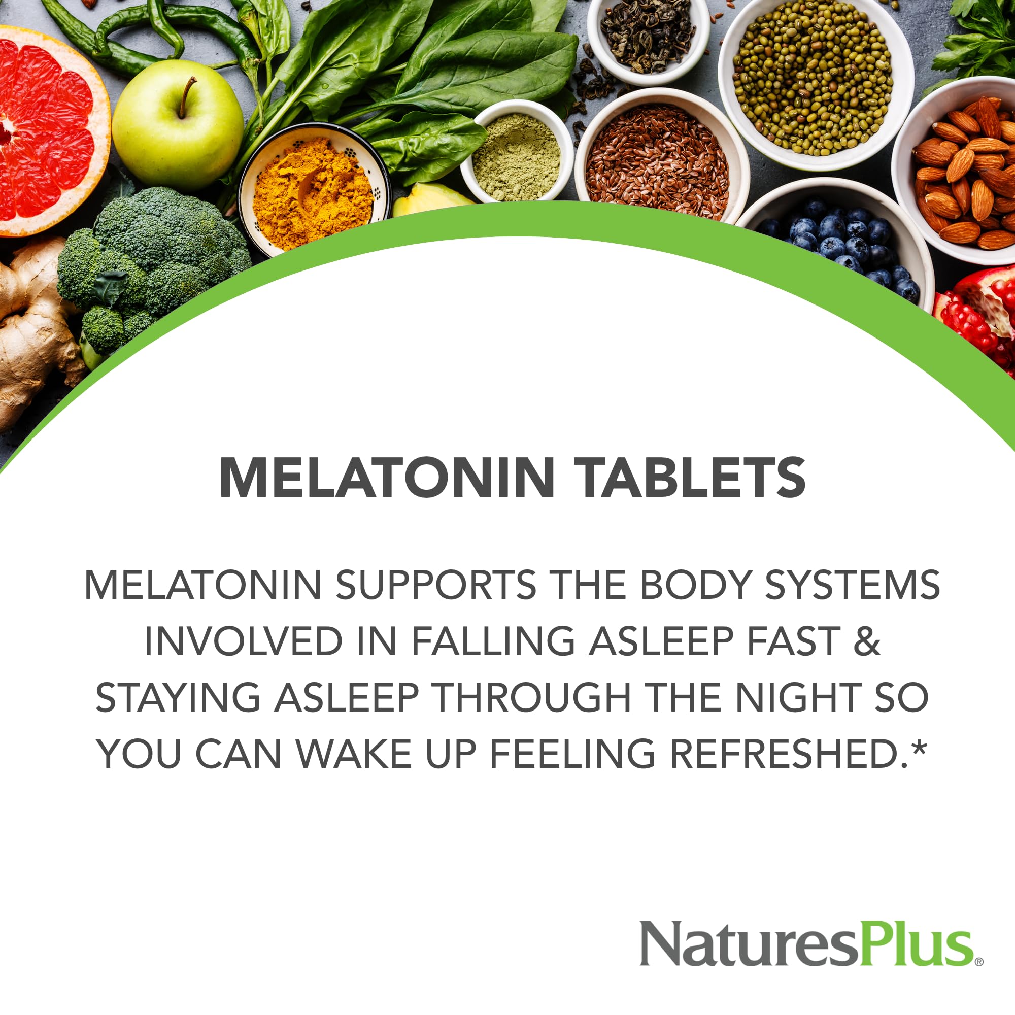 NaturesPlus Melatonin 3 mg Fast-Acting Tablets side view