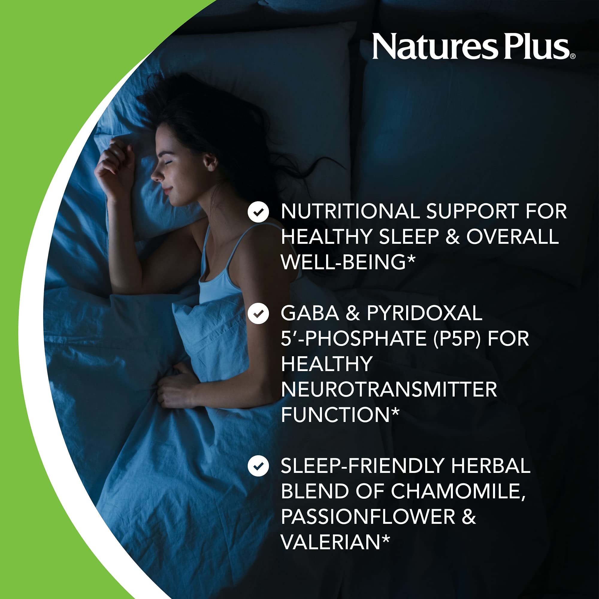 NaturesPlus Melatonin 3 mg Tablets close-up of bi-layered tablet