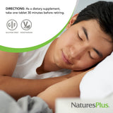 NaturesPlus Melatonin 3 mg Tablets displayed with herbal ingredients