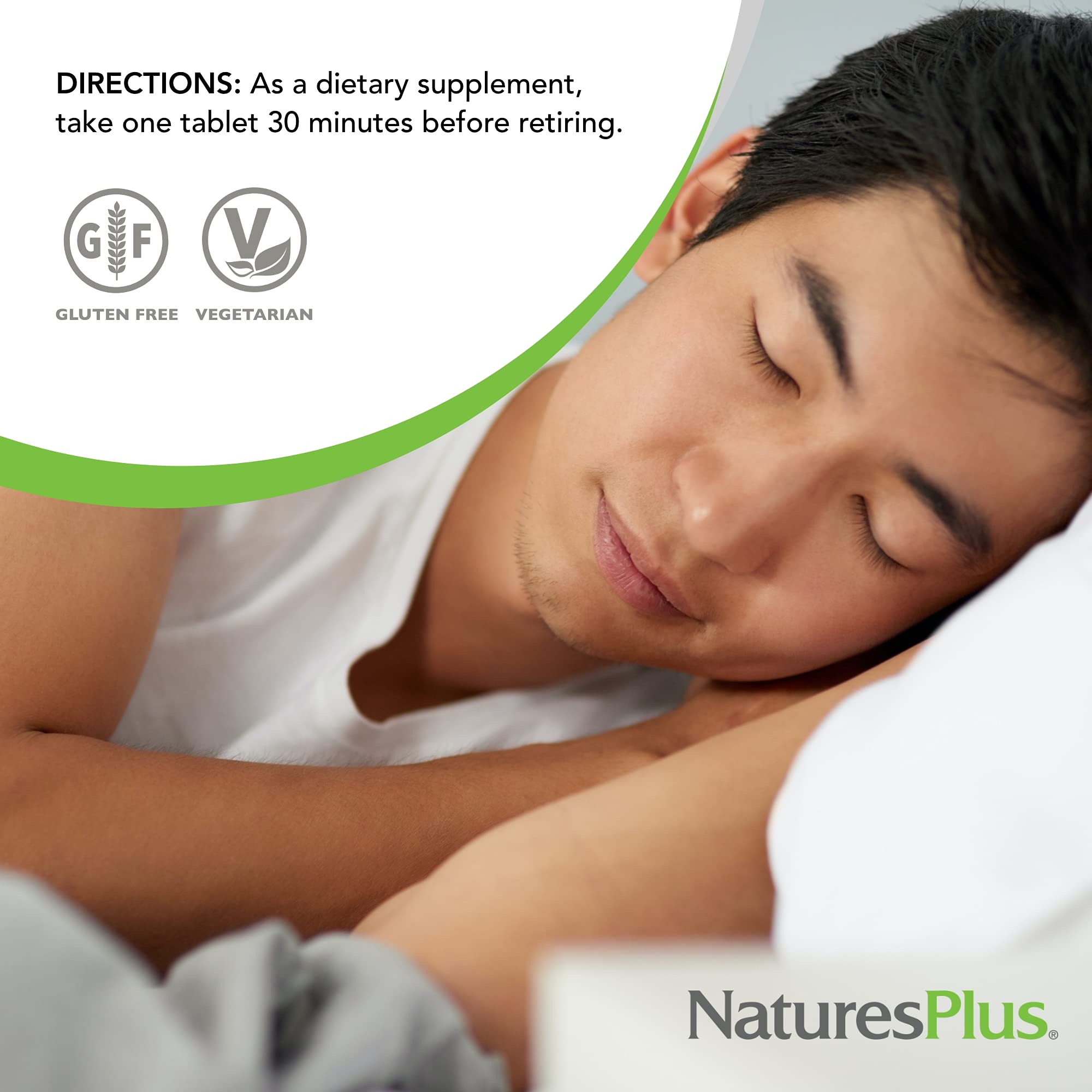 NaturesPlus Melatonin 3 mg Tablets displayed with herbal ingredients