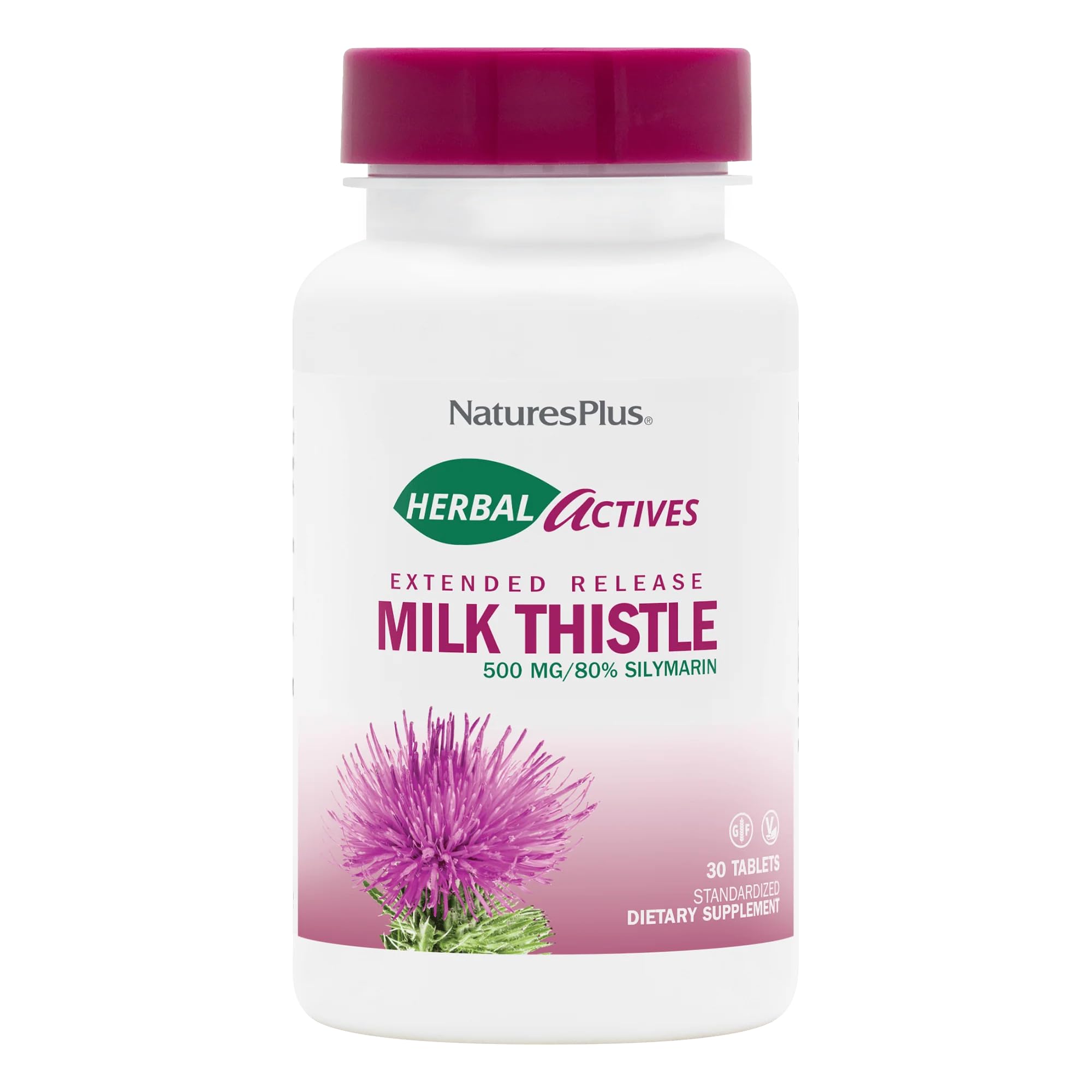 NaturesPlus Milk Thistle Extended Release 500mg Tablets front view