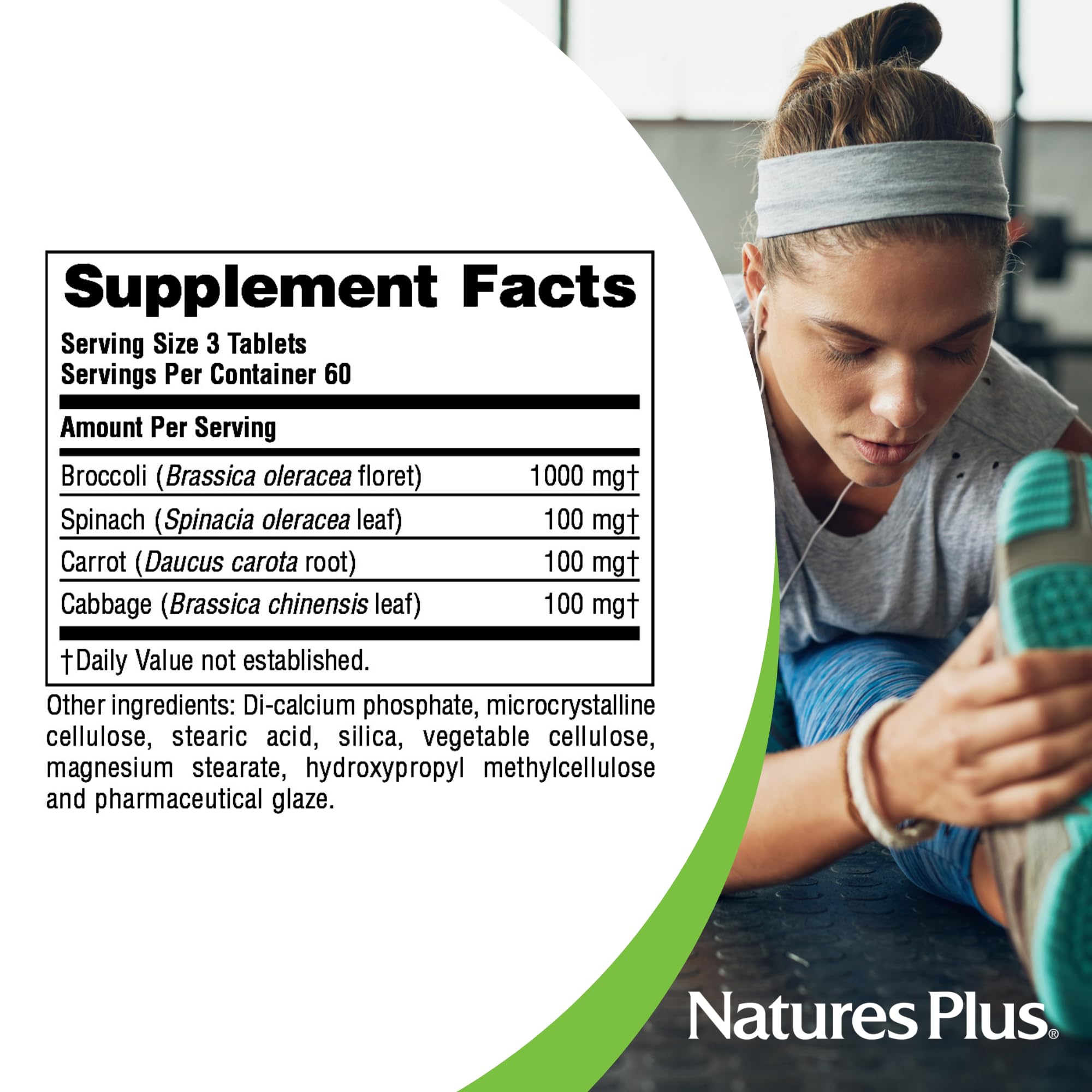 NaturesPlus Mixed Vegetables Supplement 1300mg ingredients list