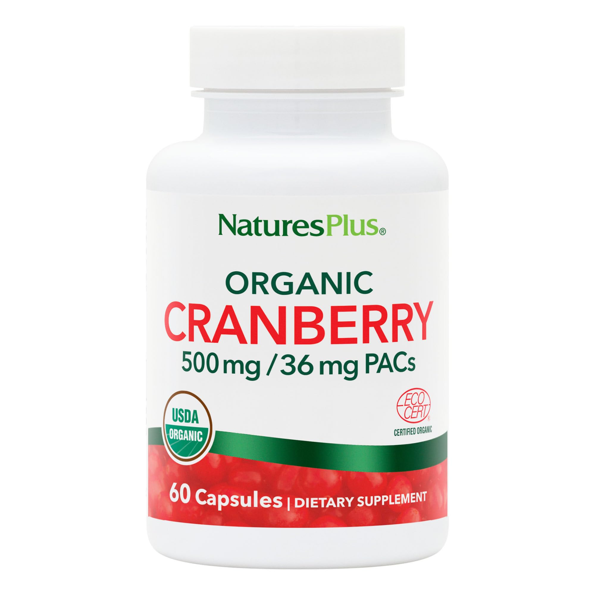 NaturesPlus Organic Cranberry 500mg bottle front view
