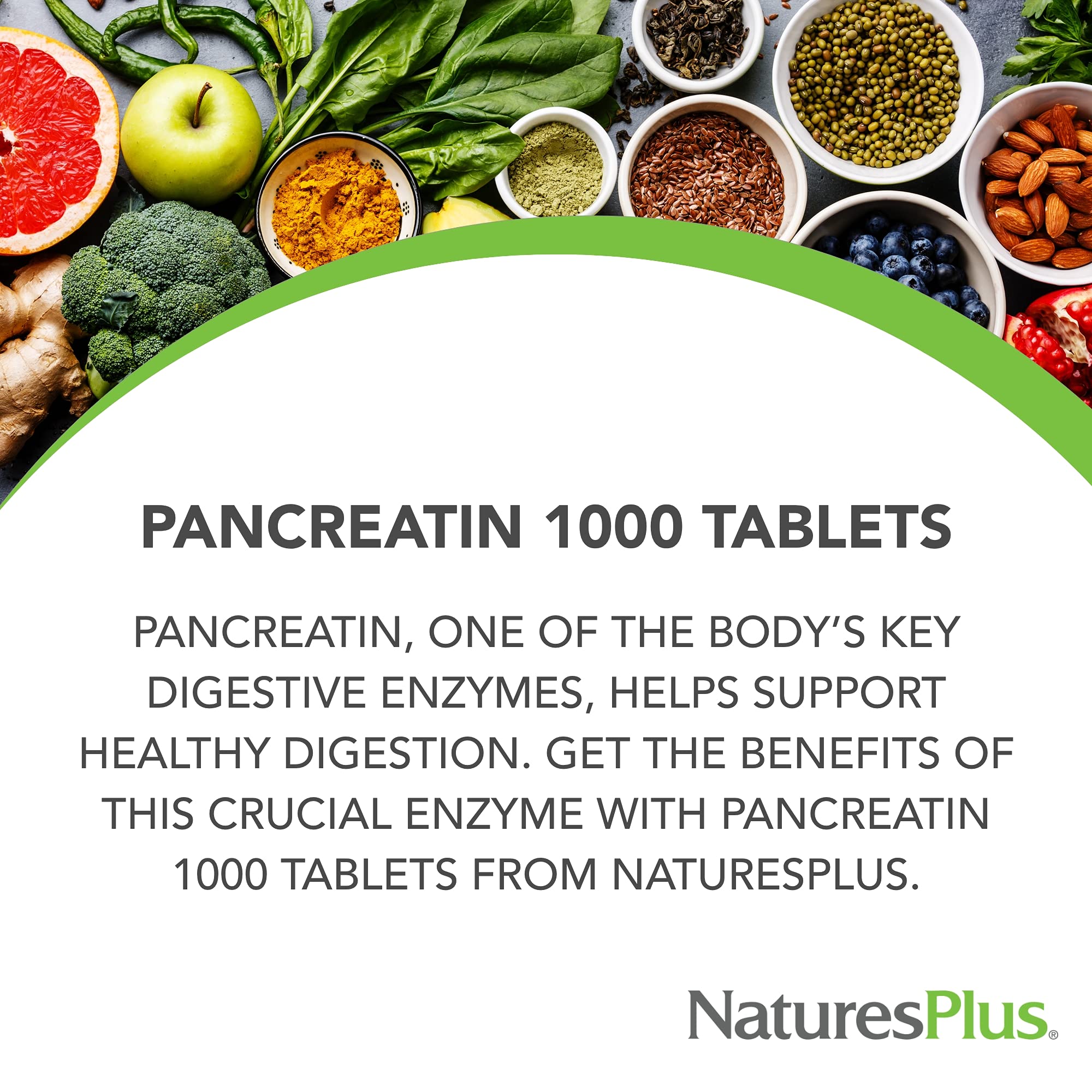 NaturesPlus Pancreatin Multi-Enzyme Supplement packaging