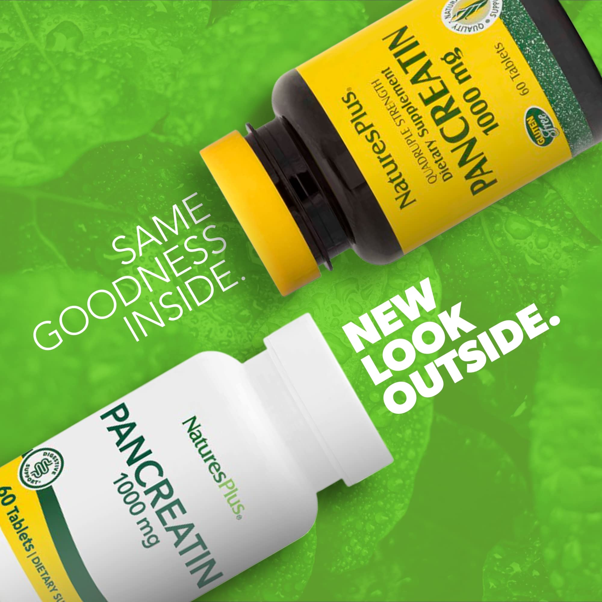 NaturesPlus Pancreatin Multi-Enzyme Supplement side view