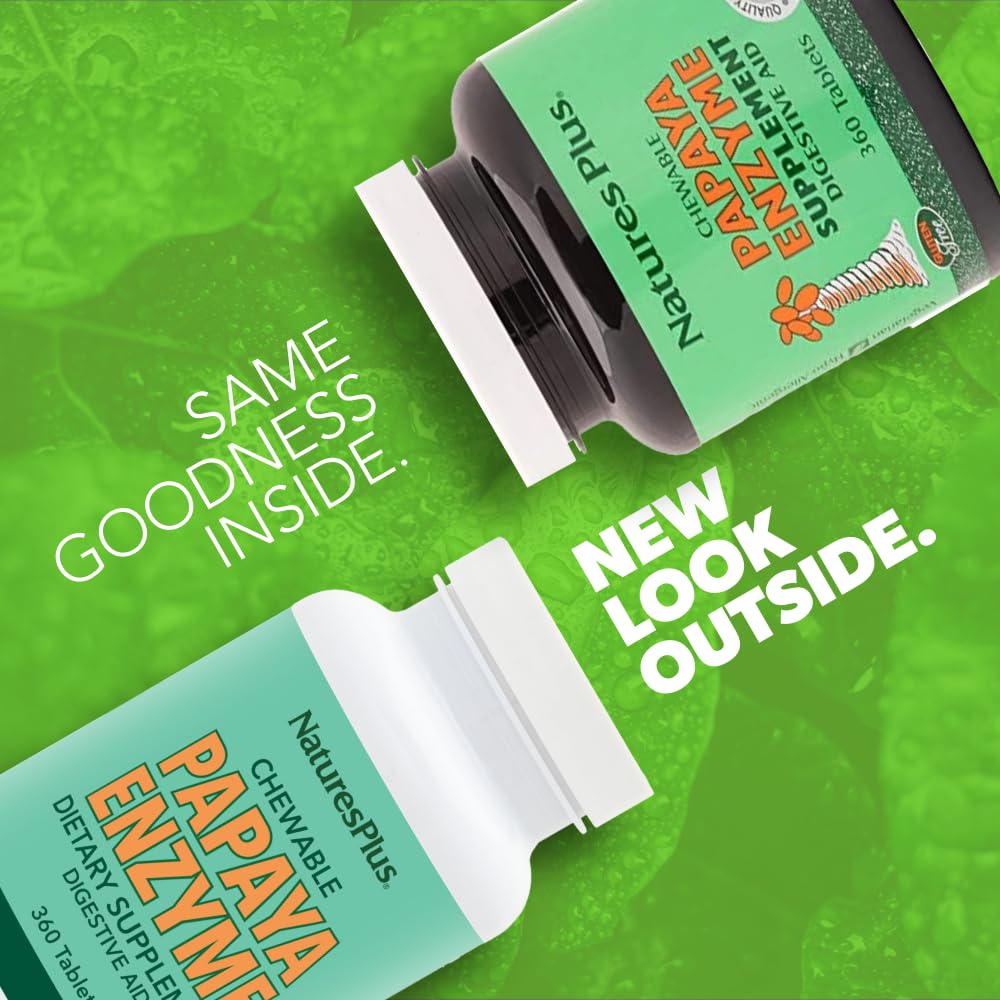 NaturesPlus Papaya Enzyme Chewables packaging with watermelon flavour
