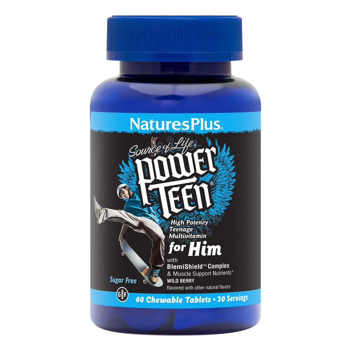 NaturesPlus Power Teen for Him multivitamins front view