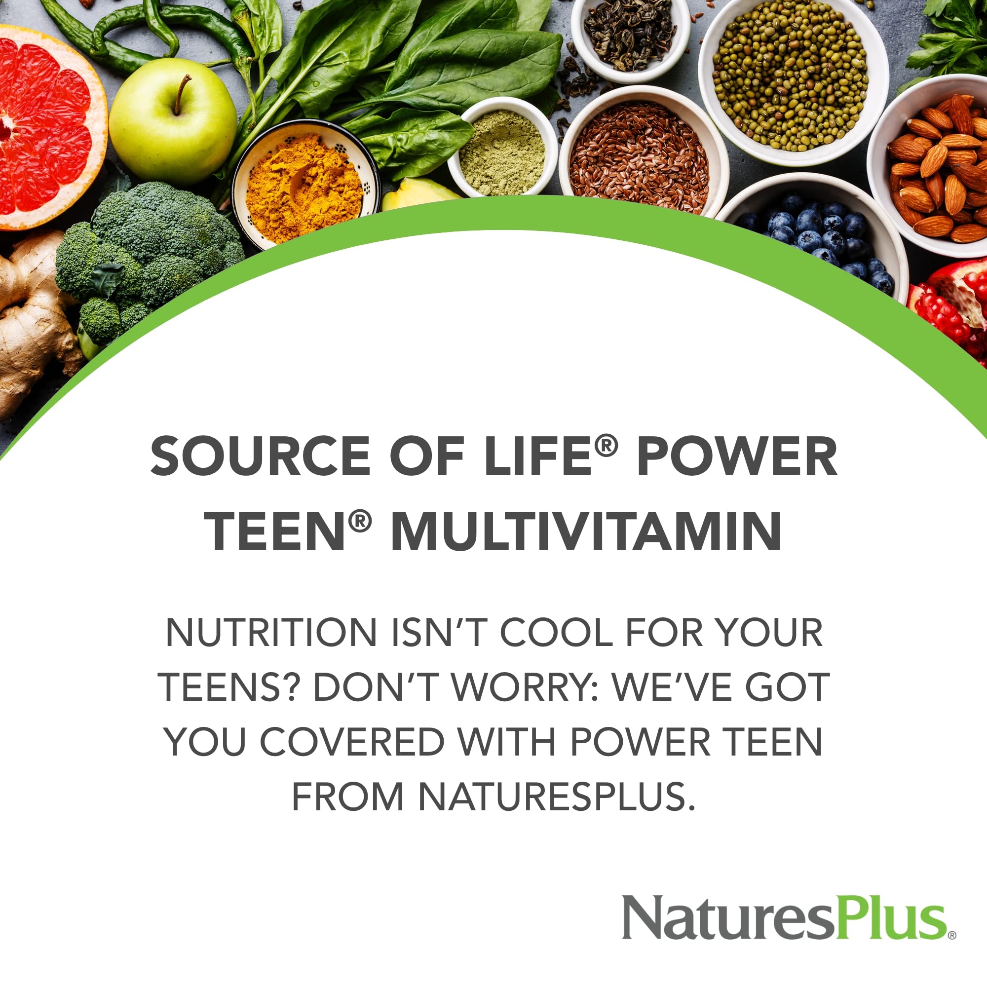 NaturesPlus Power Teen Multivitamin 150g side view
