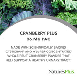 NaturesPlus PRO Cranberry Plus supplement back view showing ingredients