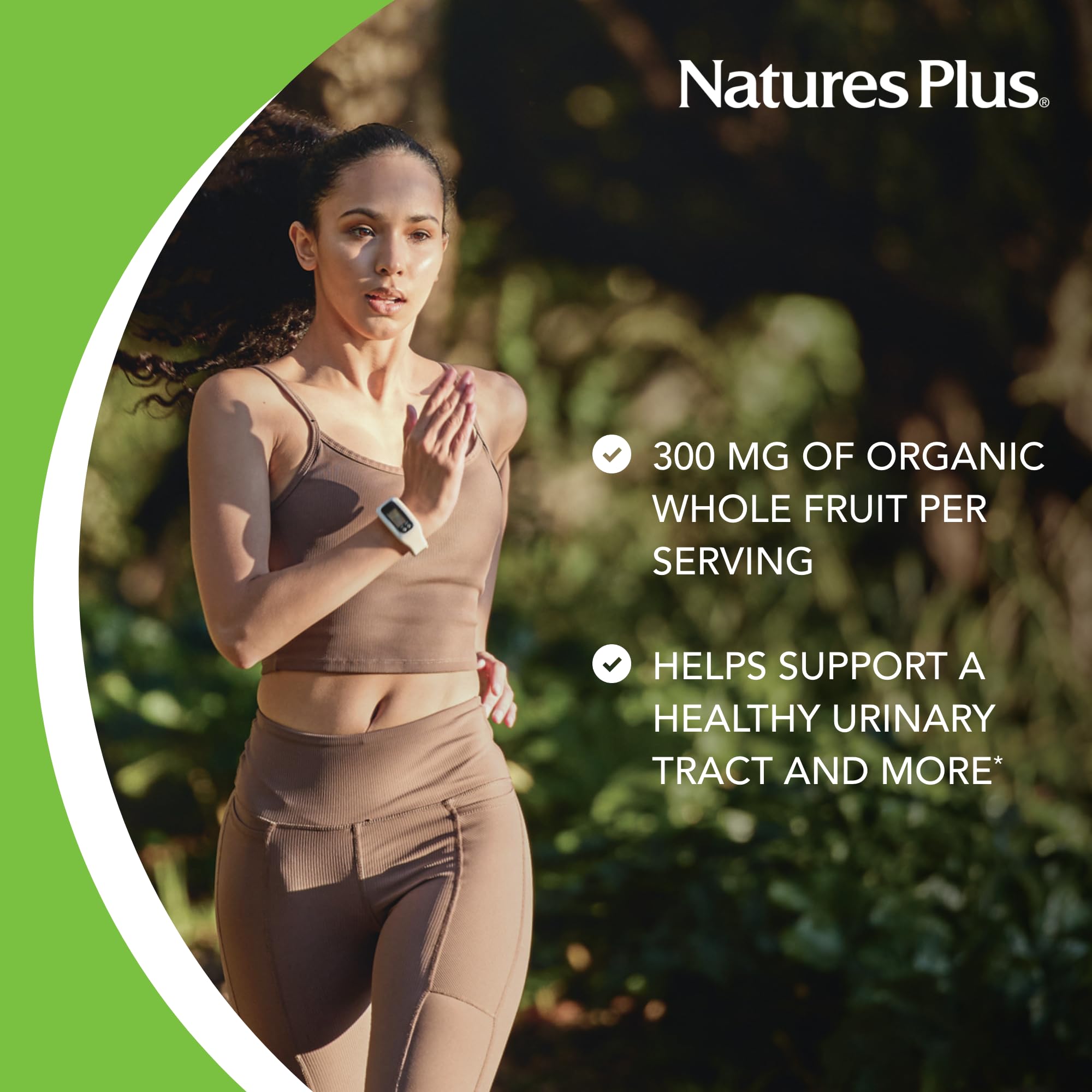NaturesPlus PRO Cranberry Plus supplement side view with dosage information