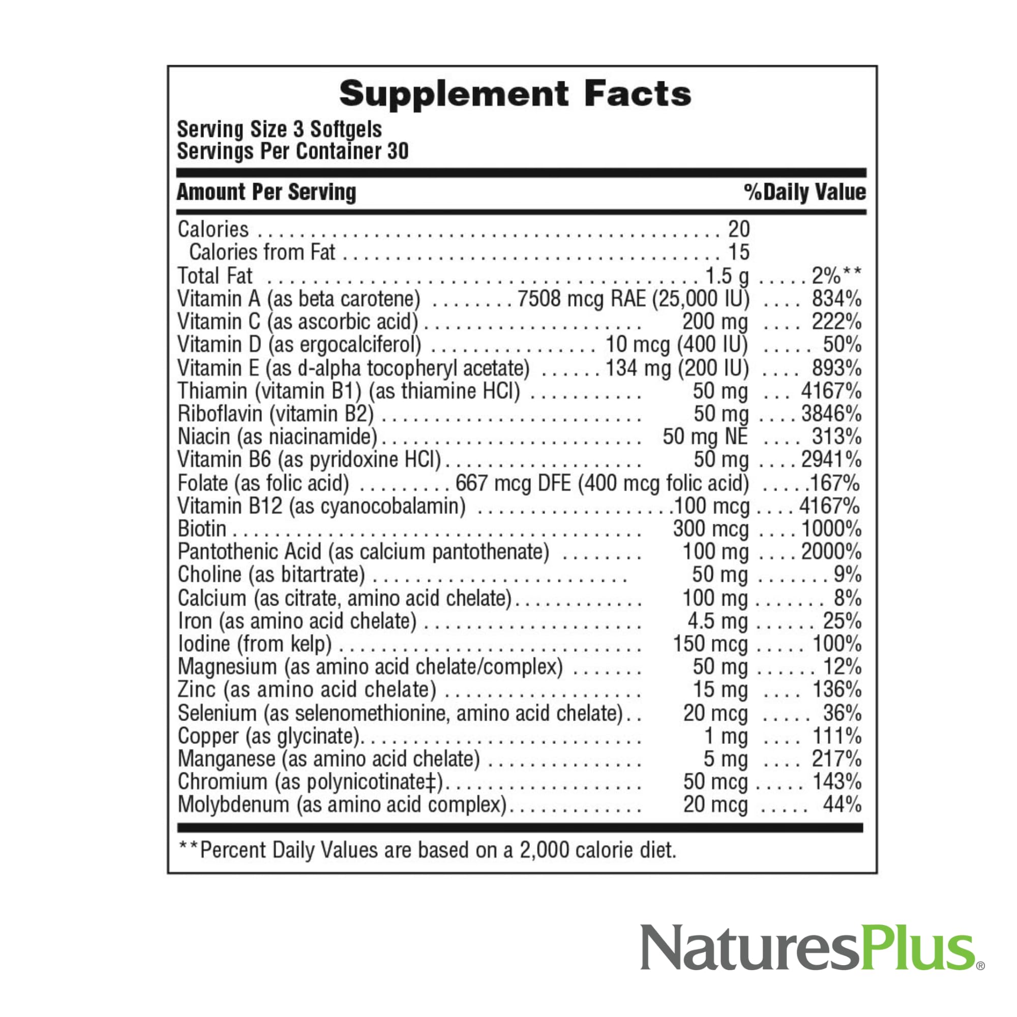NaturesPlus Regeneration multivitamin softgels on a table