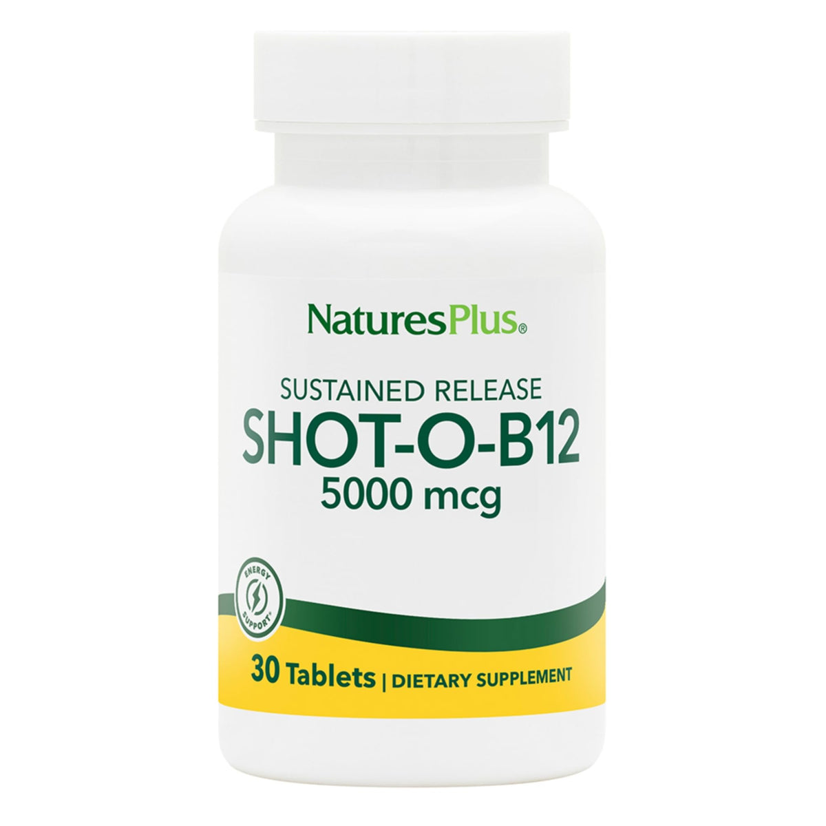 NaturesPlus Shot-O-B12 Vitamin B12 supplement front view