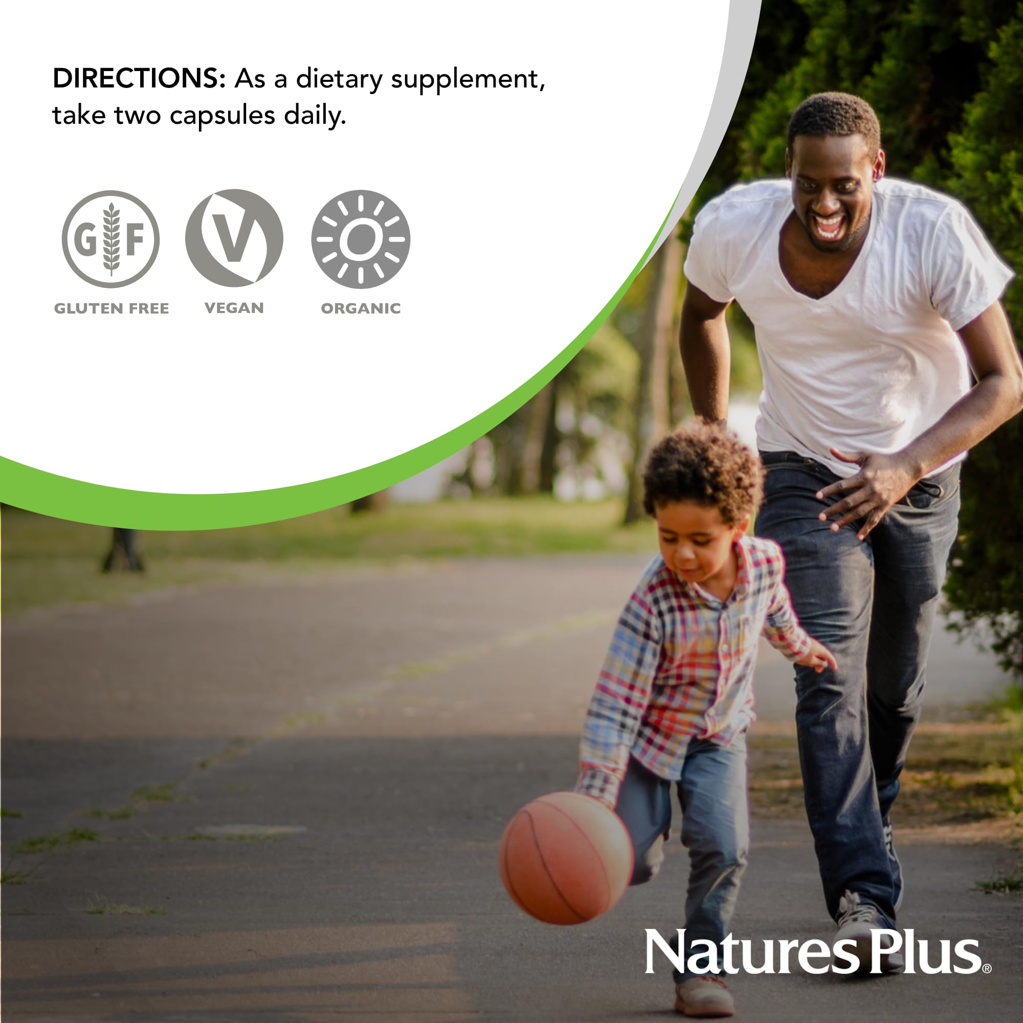 NaturesPlus Source of Life Garden Vitamin C 500mg capsules with measuring spoon