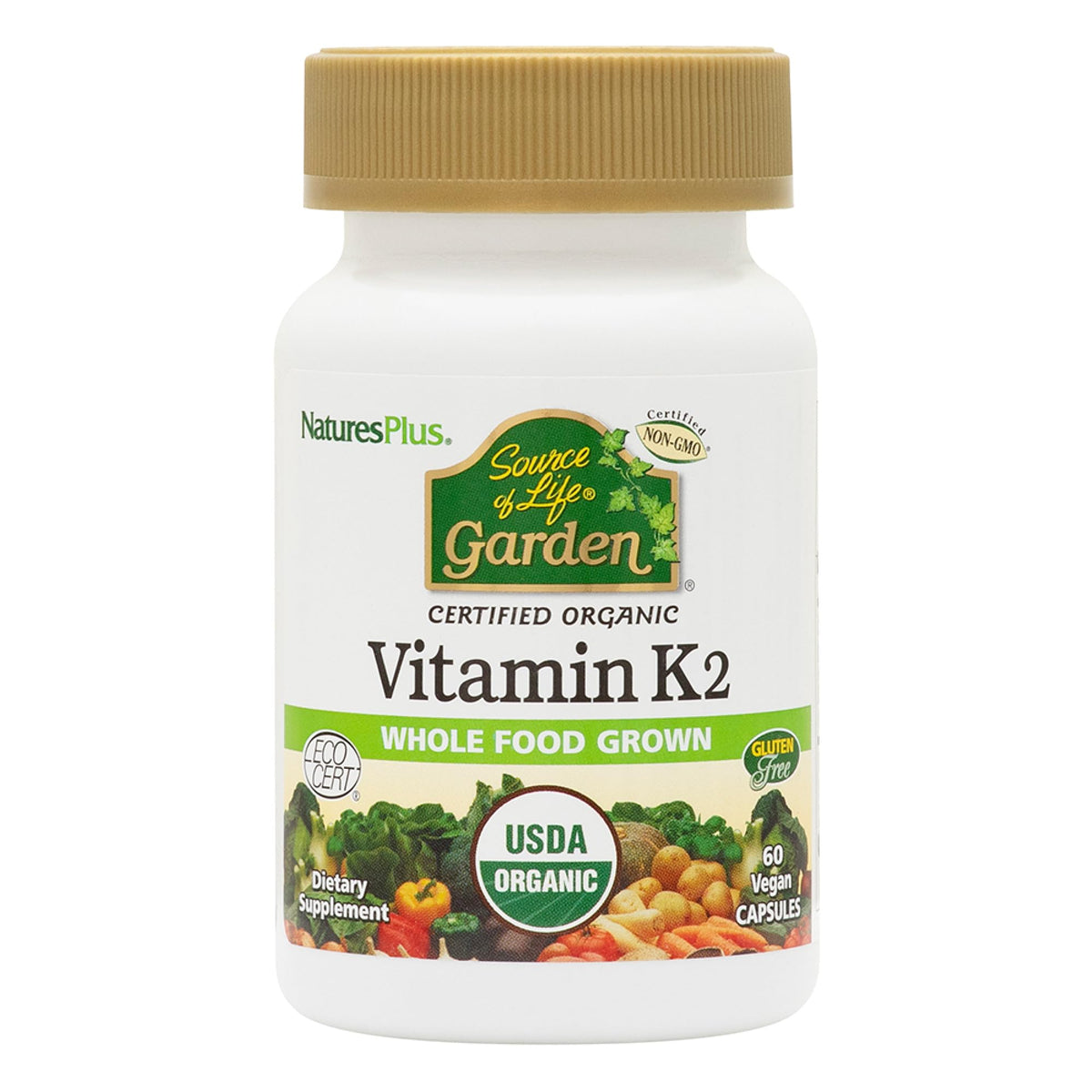 NaturesPlus Source of Life Garden Vitamin K2 161g capsule bottle front view