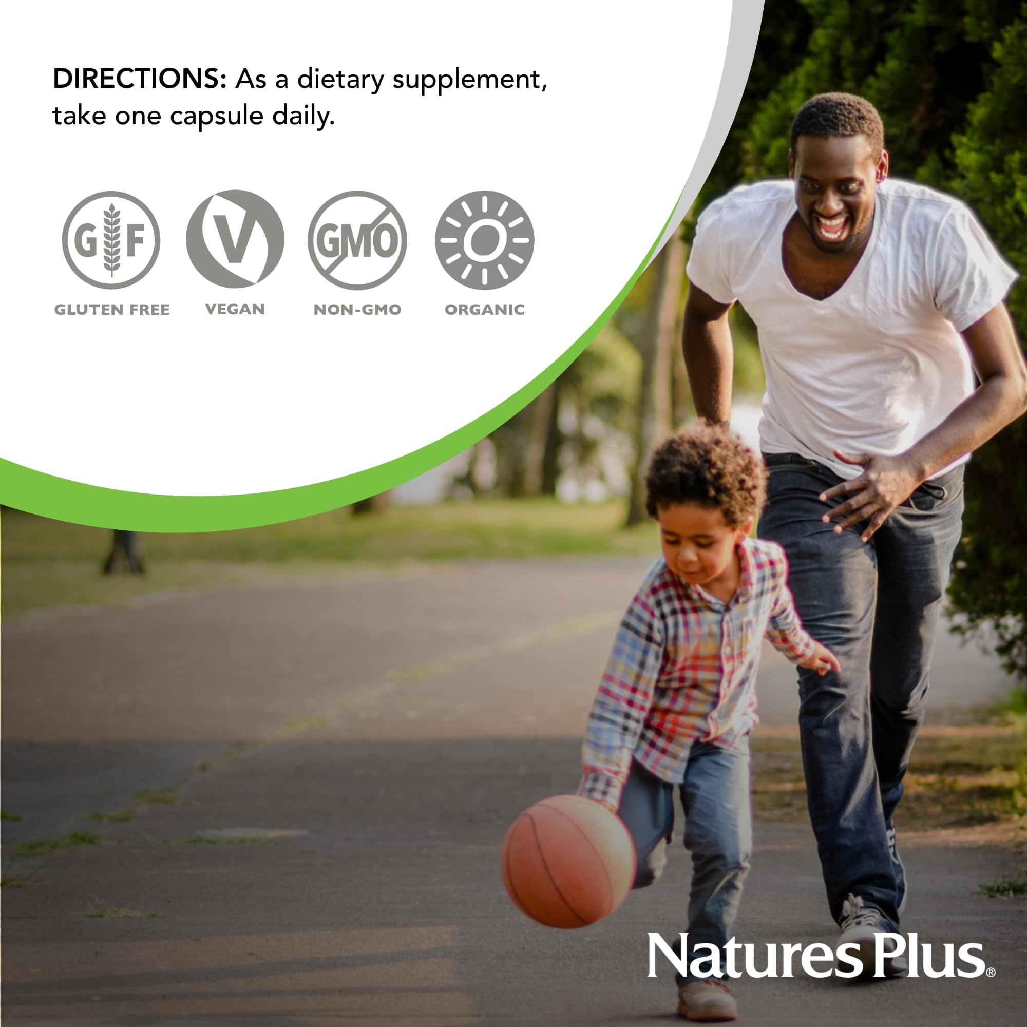 NaturesPlus Source of Life Garden Vitamin K2 capsule bottle with fresh vegetables