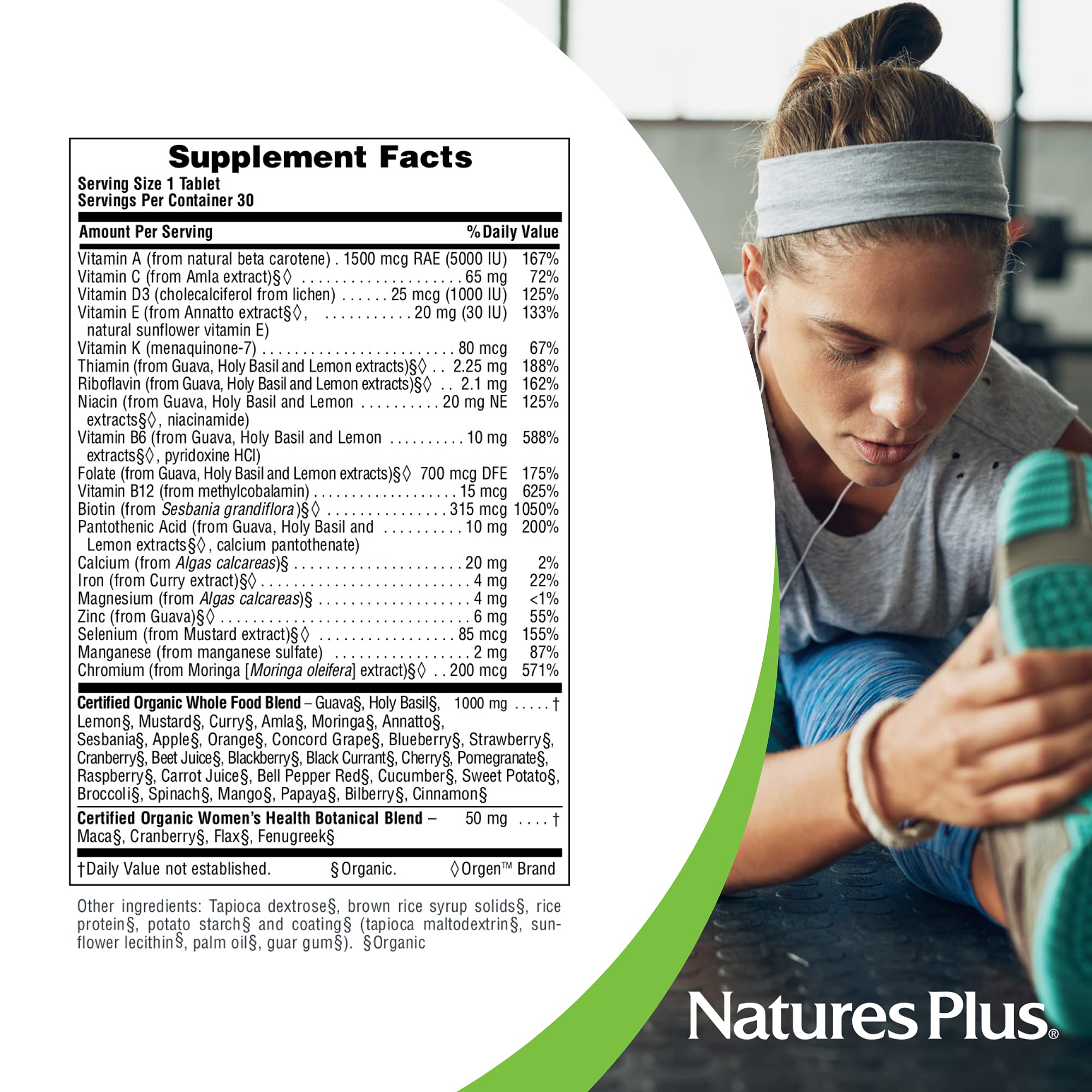 NaturesPlus Source of Life Garden Women’s Once Daily Multivitamin ingredients list