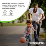 NaturesPlus Source of Life GOLD Multivitamin 227g with a glass of beverage
