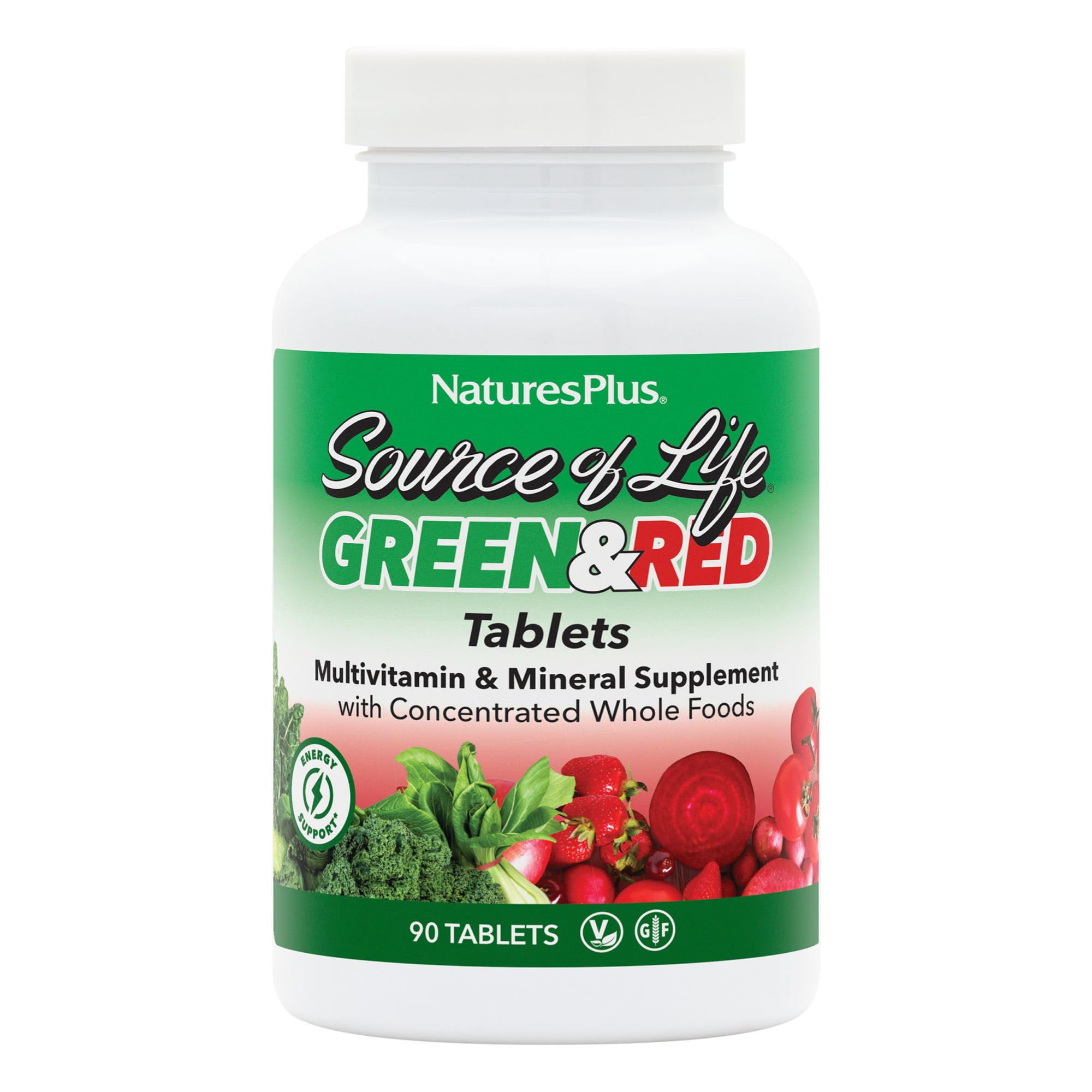NaturesPlus Source of Life Green and Red supplement front view