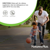 NaturesPlus Source of Life Liquid Multivitamin 1089g bottle with tropical fruit background
