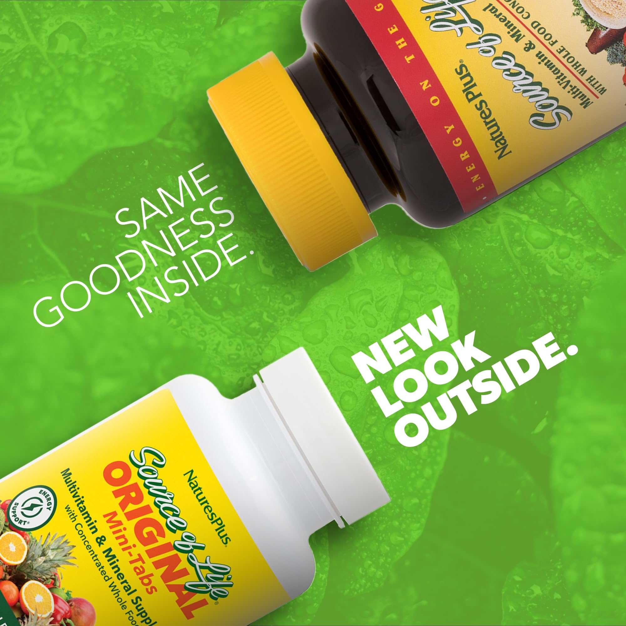 NaturesPlus Source of Life Mini-Tabs side view showing tablet size