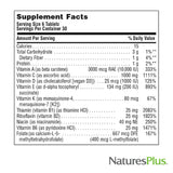 NaturesPlus Source of Life No-Iron Mini-Tabs back view with nutritional information