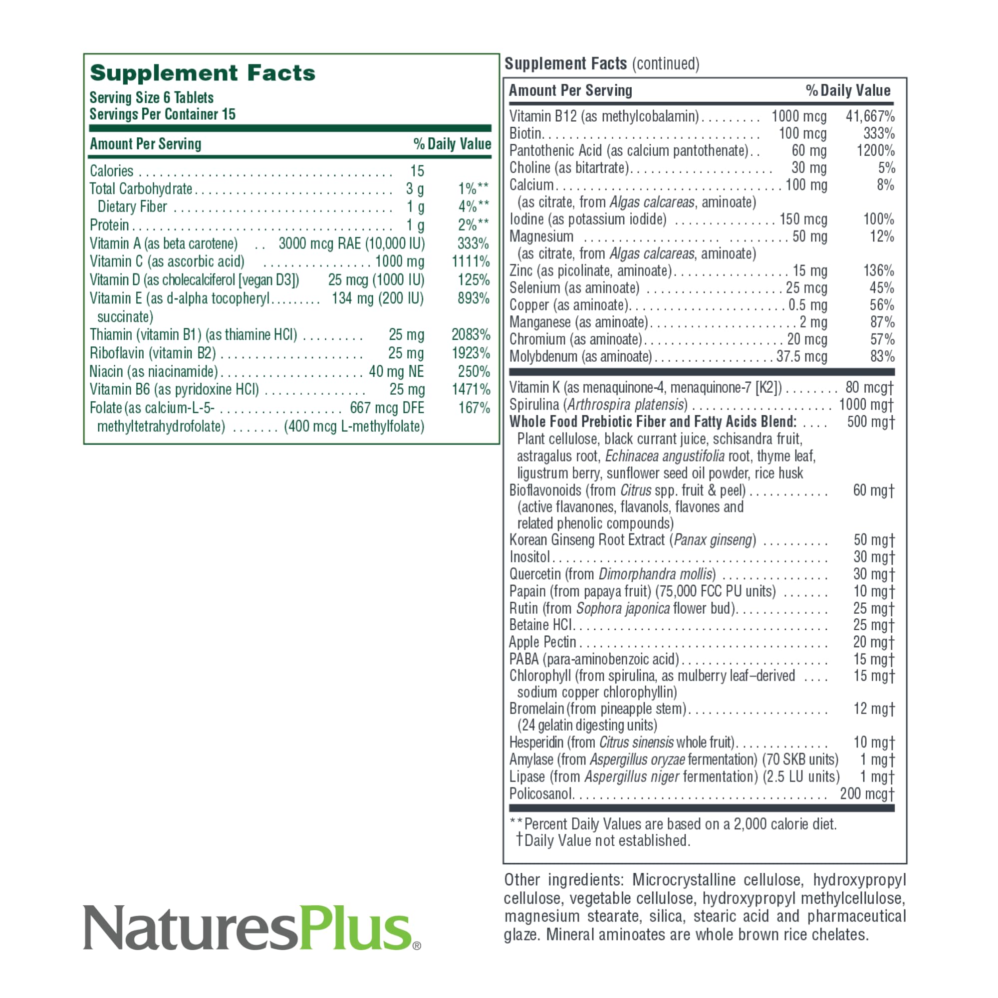 NaturesPlus Source of Life No-Iron Mini-Tabs with a measuring spoon