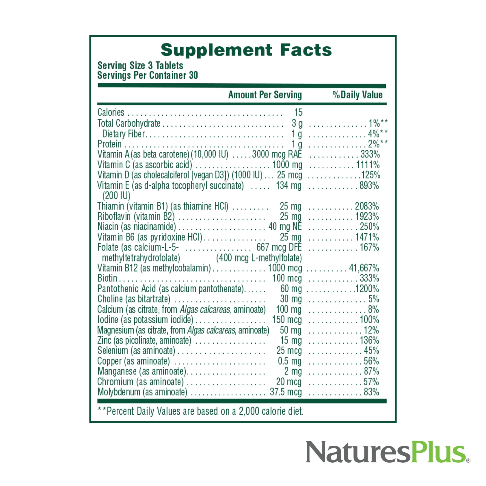 NaturesPlus Source of Life No-Iron Multivitamin 90 Tablets packaging