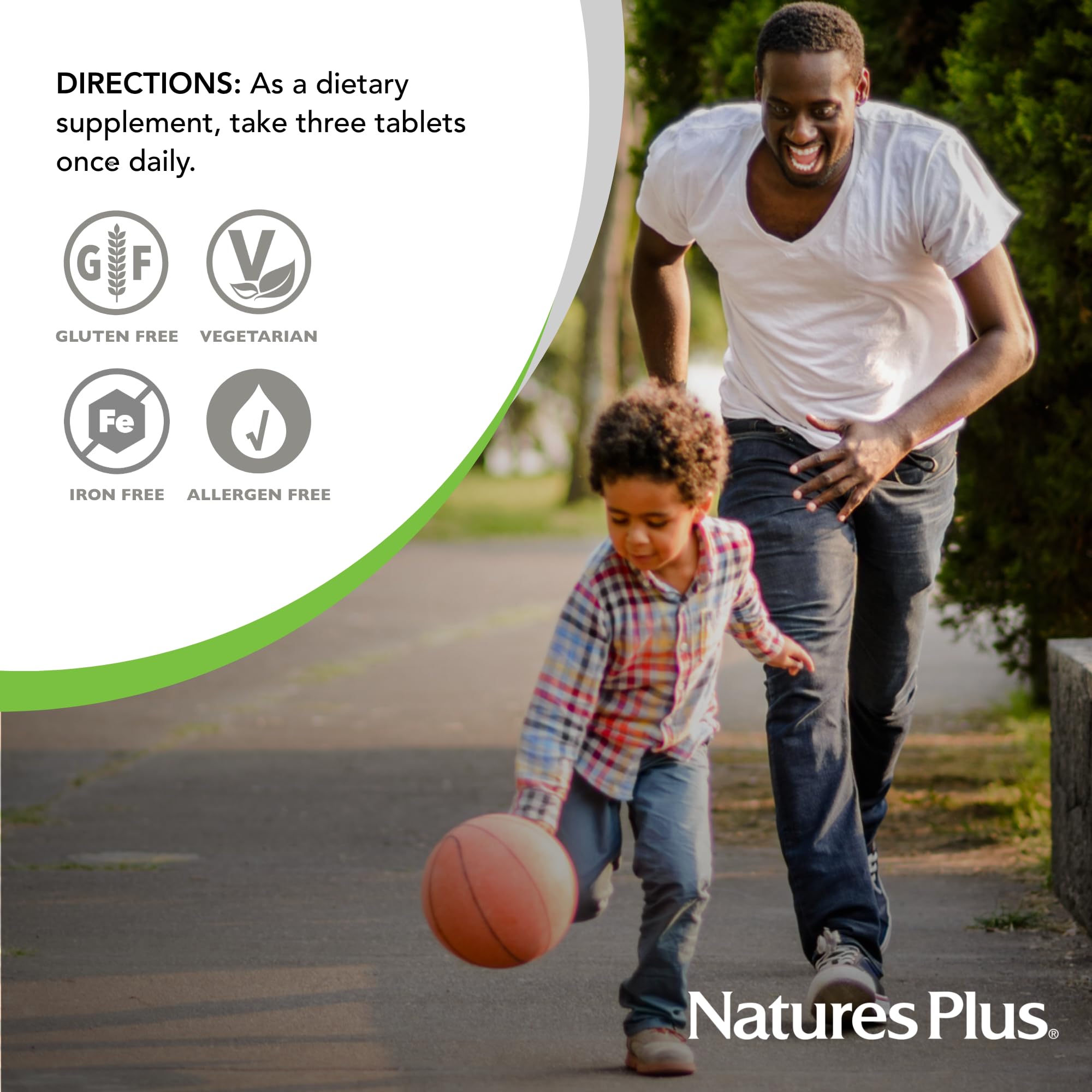 NaturesPlus Source of Life No-Iron Multivitamin 90 Tablets with measuring spoon