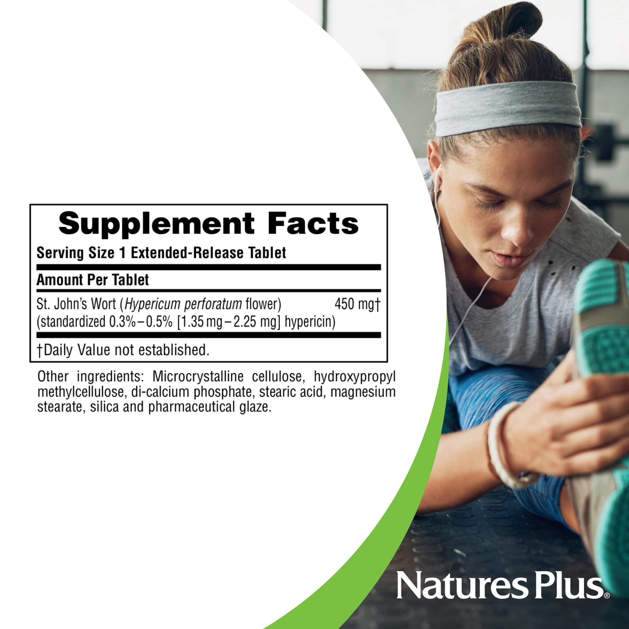 NaturesPlus St. John's Wort Extended-Release Tablets back view