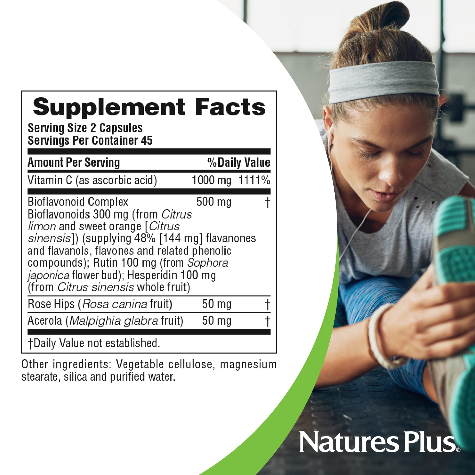 NaturesPlus Super C Complex Vitamin C 1000mg capsule bottle with ingredients list