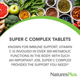 NaturesPlus Super C Complex Vitamin C 1000mg capsules on a wooden surface