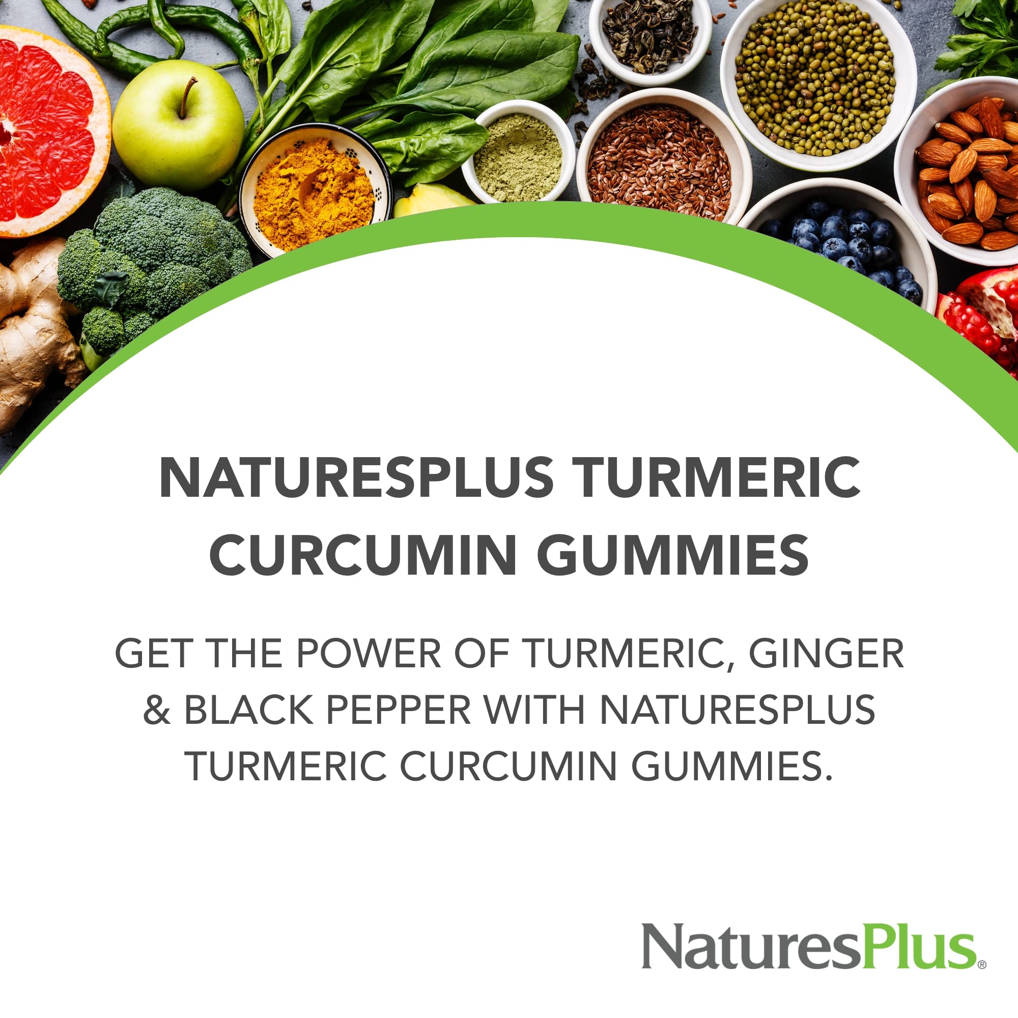 NaturesPlus Turmeric Curcumin Gummies peach flavour close-up