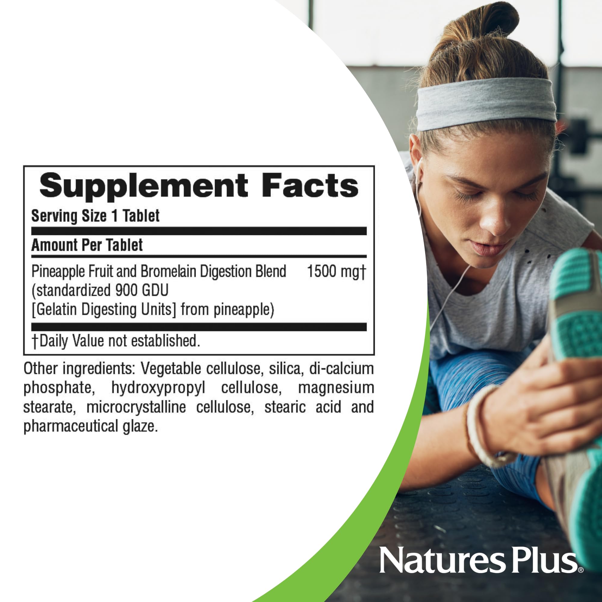NaturesPlus Ultra Bromelain 1500 open bottle with tablets