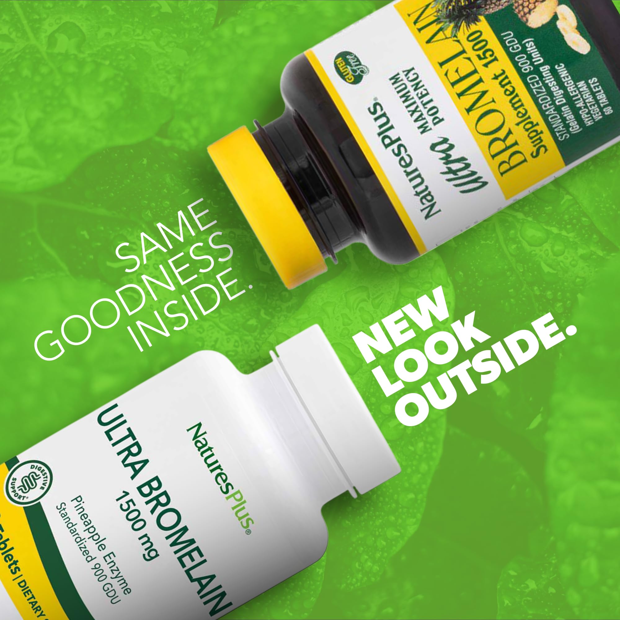 NaturesPlus Ultra Bromelain 1500 side view of bottle