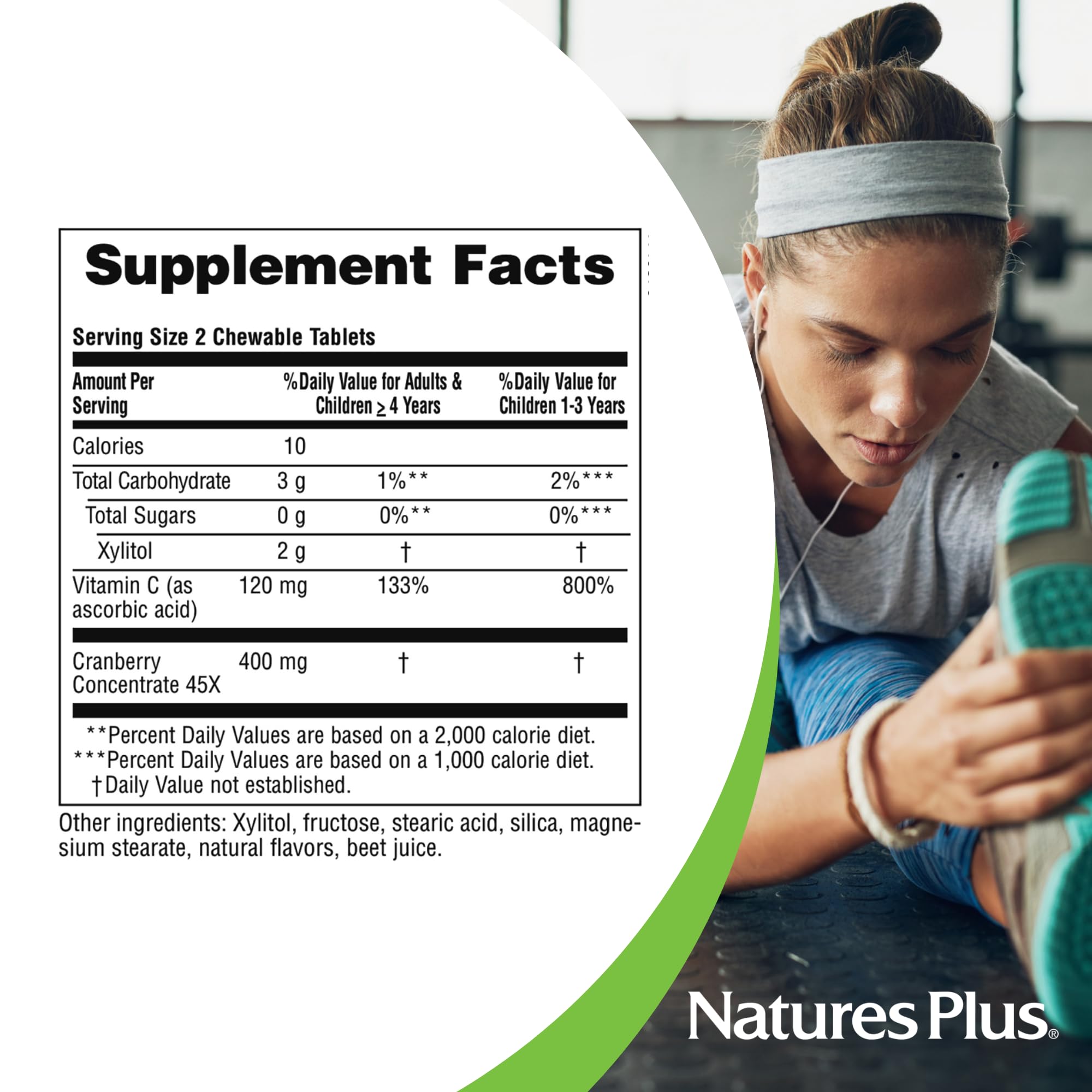 NaturesPlus Ultra Cranberry chewable tablets close-up